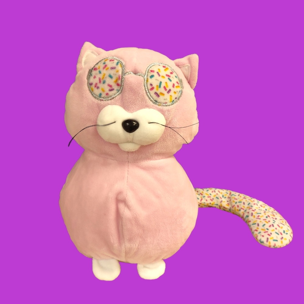 ∆ideal toys Pink Cat Kitten Kitty Sprinkle Sitting Long tail Plush 19in